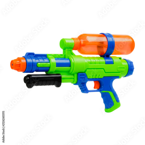 Green and blue plastic water gun toy