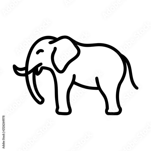 Elephant line icon, African wild animal, safari wildlife zoo and nature conservation outline vector symbol