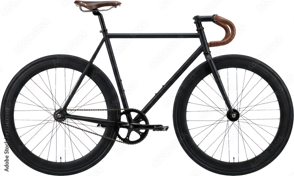 Naklejka premium Matte black fixed gear bicycle on black background.