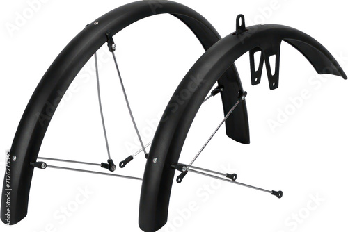 Принти на полотні Pair of black bicycle fenders with mounts.