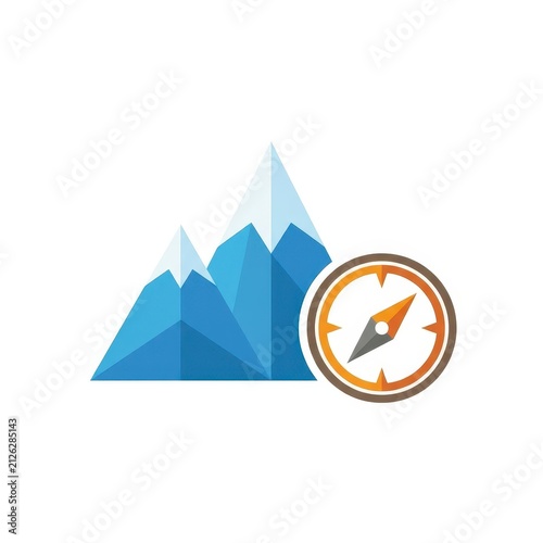 Mountains and compass icon