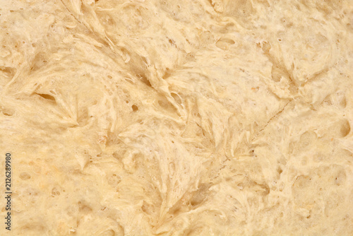 Detailed close up view showing the characteristic uneven and porous top surface of a traditionally baked balkan flatbread.
