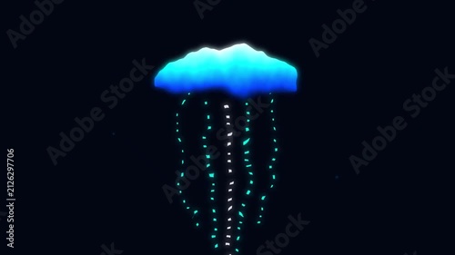 Seamless loop abstract bioluminescent fiber optic data node. Glowing cyan fluid cyber canopy motion background for big data computing, artificial intelligence UI, and modern b2b tech presentations.