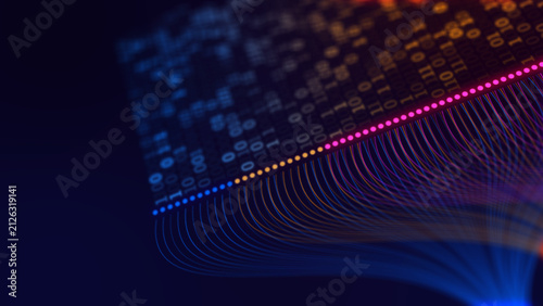 Abstract Digital Data Flow and AI Network Technology Background