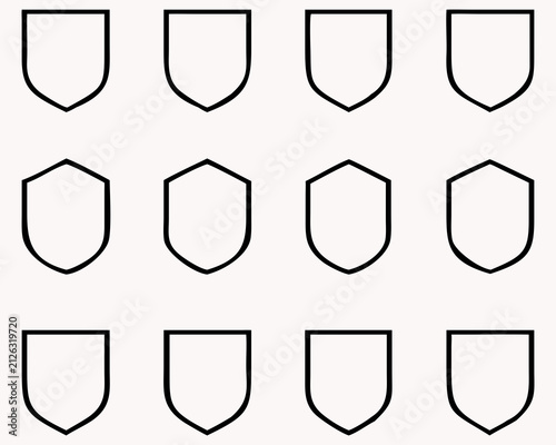 Premium Shield Silhouette Vector Collection  Blank Heraldic Badge, Security Crest, Protection Logo, Medieval Emblem, Defense Icon Set, Black Shield Shapes for Branding and Design