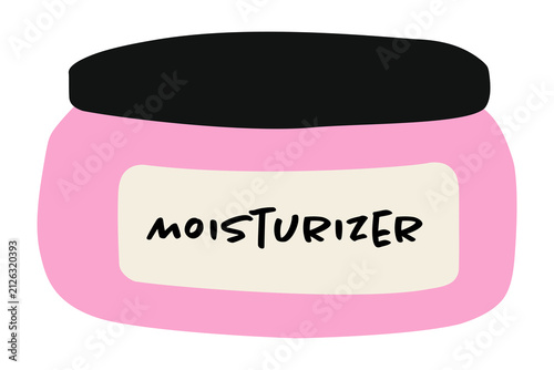 Hand drawn moisturizer cream doodle isolated on white background for skincare, beauty and cosmetic illustration design