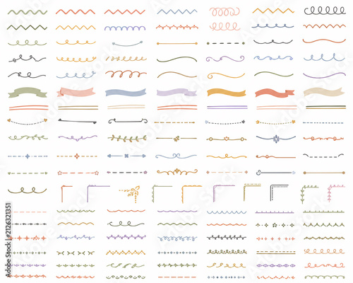 100 Minimal Modern Color Doodle Graphic Elements, Pastel Editorial Divider Collection. Generative AI