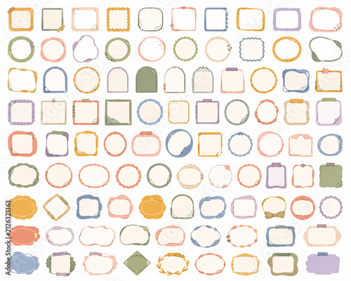Modern Color Doodle Geometric Frames Collection, Colorful Editorial Borders and Branding Assets. Generative AI