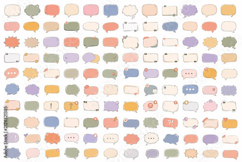 Modern Color Doodle Speech Bubble Collection, Colorful Chat Bubbles and Editorial Text Boxes. Generative AI