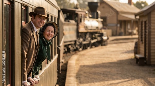 Railway Heritage: Transcontinental railroad with historical reenactors recreating a classic railway journey 