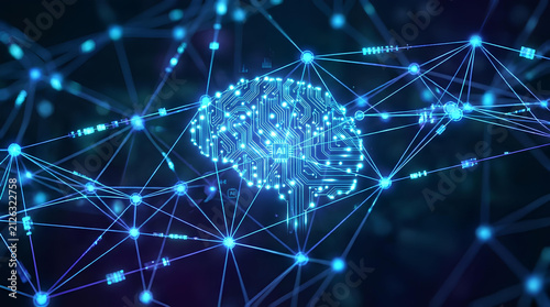 Digital brain network representing artificial intelligence.