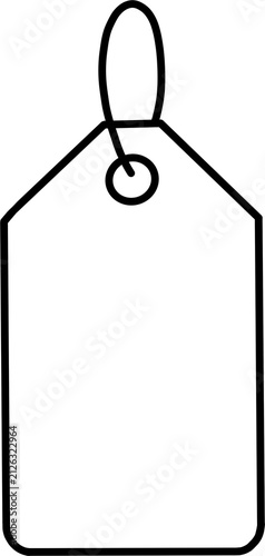 Blank white clothing price tag or label with a string