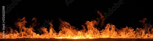 Orange flames spreading across a black background / 黒い背景を横切って広がるオレンジの炎