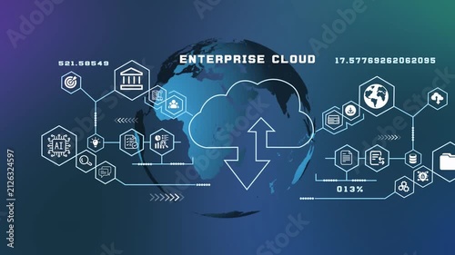 Enterprise cloud computing solution featuring secure infrastructure, intelligent resource management and scalable digital operations.