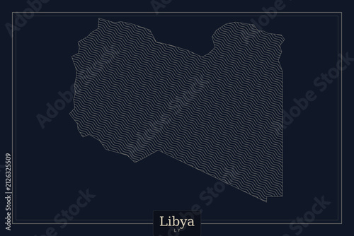 Foto Libya map vector illustration, minimalist dark blue Libyan country silhouette wi