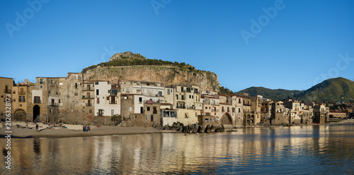  View of city of Cefalu on the island of Sicily, Italy