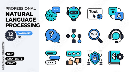 Professional Natural Language Processing AI Chat Icons And Symbols