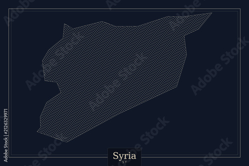Foto Syria map vector illustration, dark blue minimalist Syrian border outline, high