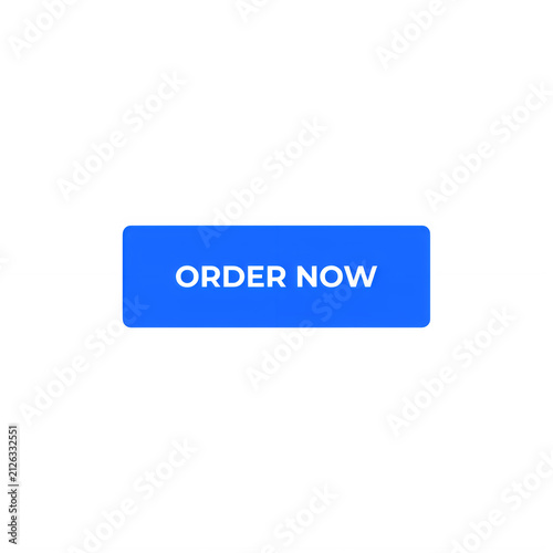Blue order now button for website interface and e-commerce shopping call to action