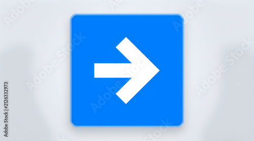 Modern right arrow icon on blue square