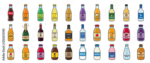 Bild auf Leinwand Variety Of Drinks Bottles Isolated Transparent Background