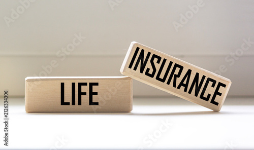 Life insurance the words written on wooden blocks against a light background