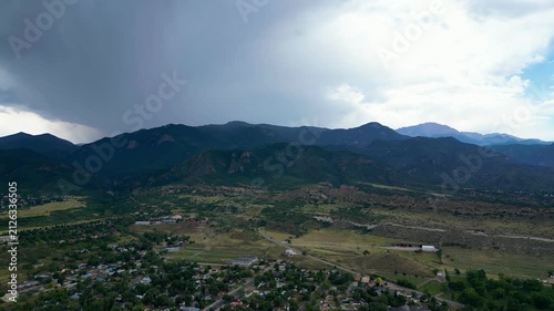Drone view of mountains on a cloudy day