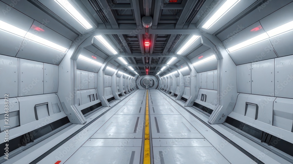 Obraz premium Futuristic spaceship corridor interior