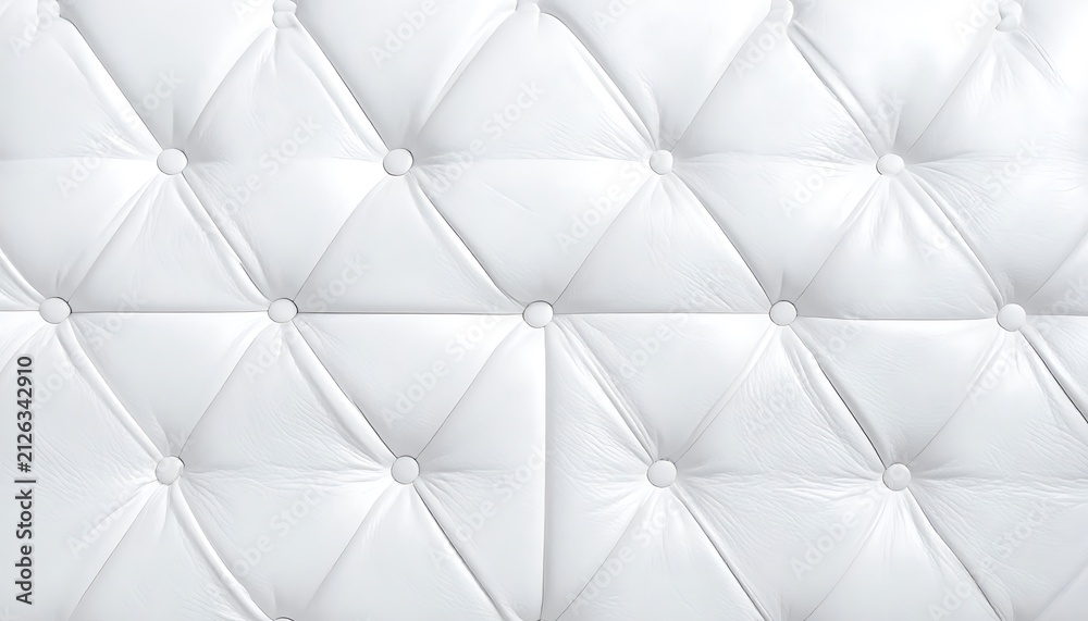 Obraz premium Seamless white quilted leather texture with button tufting, upholstery material, luxury interior design element