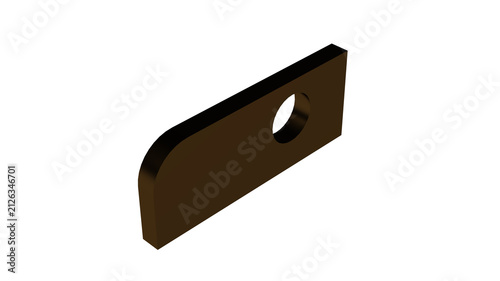 3D CAD Metal Mounting Bracket with Rounded Edge and Circular Bolt Hole  isolated on transparent background
