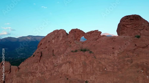 Drone flying slow through canyon arch