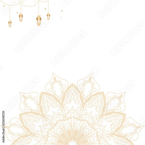 Elegant gold mandala design with ornamental hanging decorations