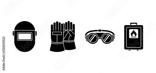 Quadro su tela Industrial Safety Equipment and Protective Gear Icons for Workplace Safety