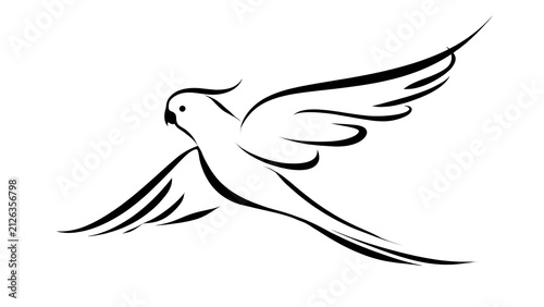 Elegant bird drawing on white background.