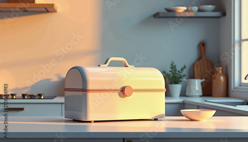 modern kitchen storage container on countertop with soft lighting showcasing functionality and design aesthetic in a home setting