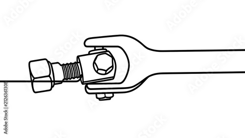 Steel clevis pin with nut on white background.