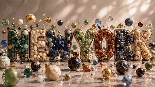 New York illustration. Colorful 3D New York Typography. Vibrant Artistic Lettering Illustration. 