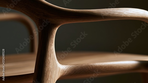 Close up of smooth curved wooden furniture frame with elegant design.