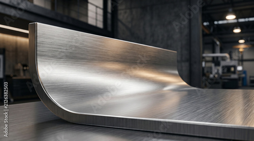 Curved Brushed Metal Sheet Plate in Modern Workshop Factory