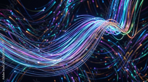 Abstract glowing lines, representing digital connections and data flow, with a futuristic and technological feel