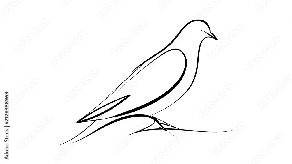 Naklejka premium Minimalist bird drawing on white background.