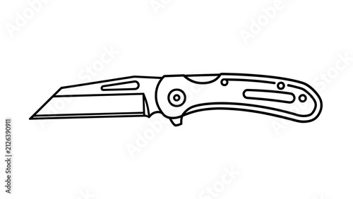 Folding pocket knife illustration white background.