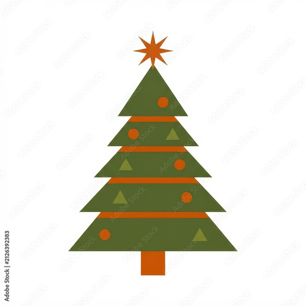Fototapeta premium Stylized Christmas tree with ornaments and star