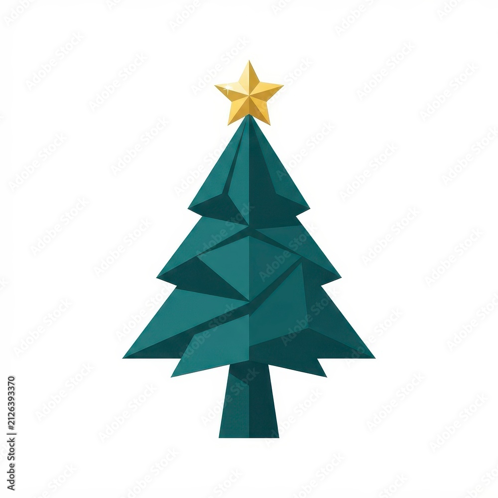 Obraz premium Stylized Christmas tree with golden star