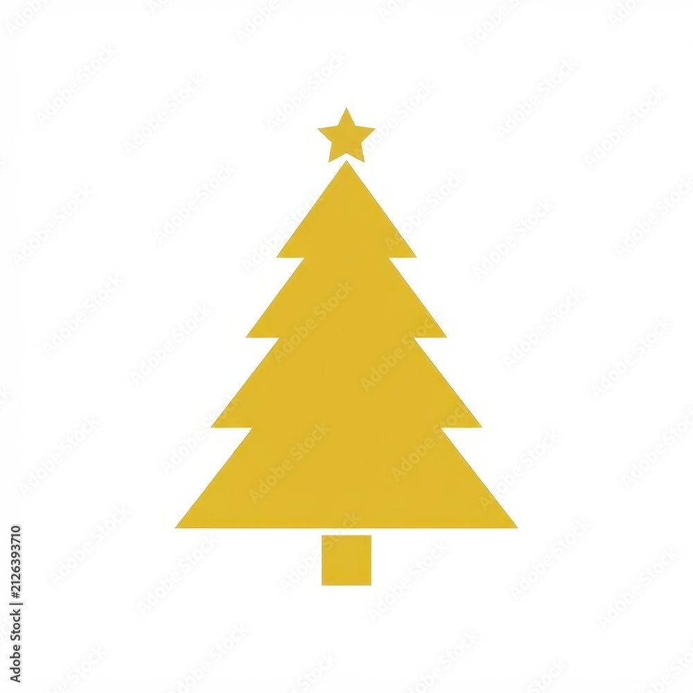 Fototapeta premium Golden Christmas tree icon on white background