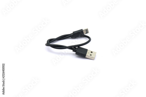 Black USB cable for charging communication devices.