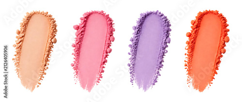 Set of colored cosmetic powder isolated on transparent background