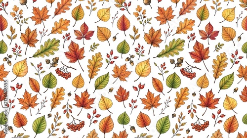 Autumn leaf pattern seamless background seasonal fall foliage decoration