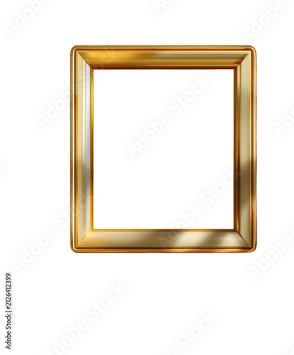 Golden Frame Mockup: A square golden picture frame with a clean white space perfect for adding your photograph or artwork, offering a touch of elegance and sophistication.
