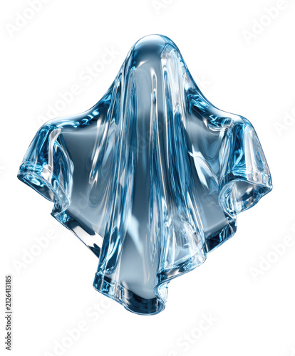 Transparent Ghost Sculpture: A surreal sculpture of a ghost made from transparent, flowing material, conveying a sense of ethereal mystery and modern artistry.